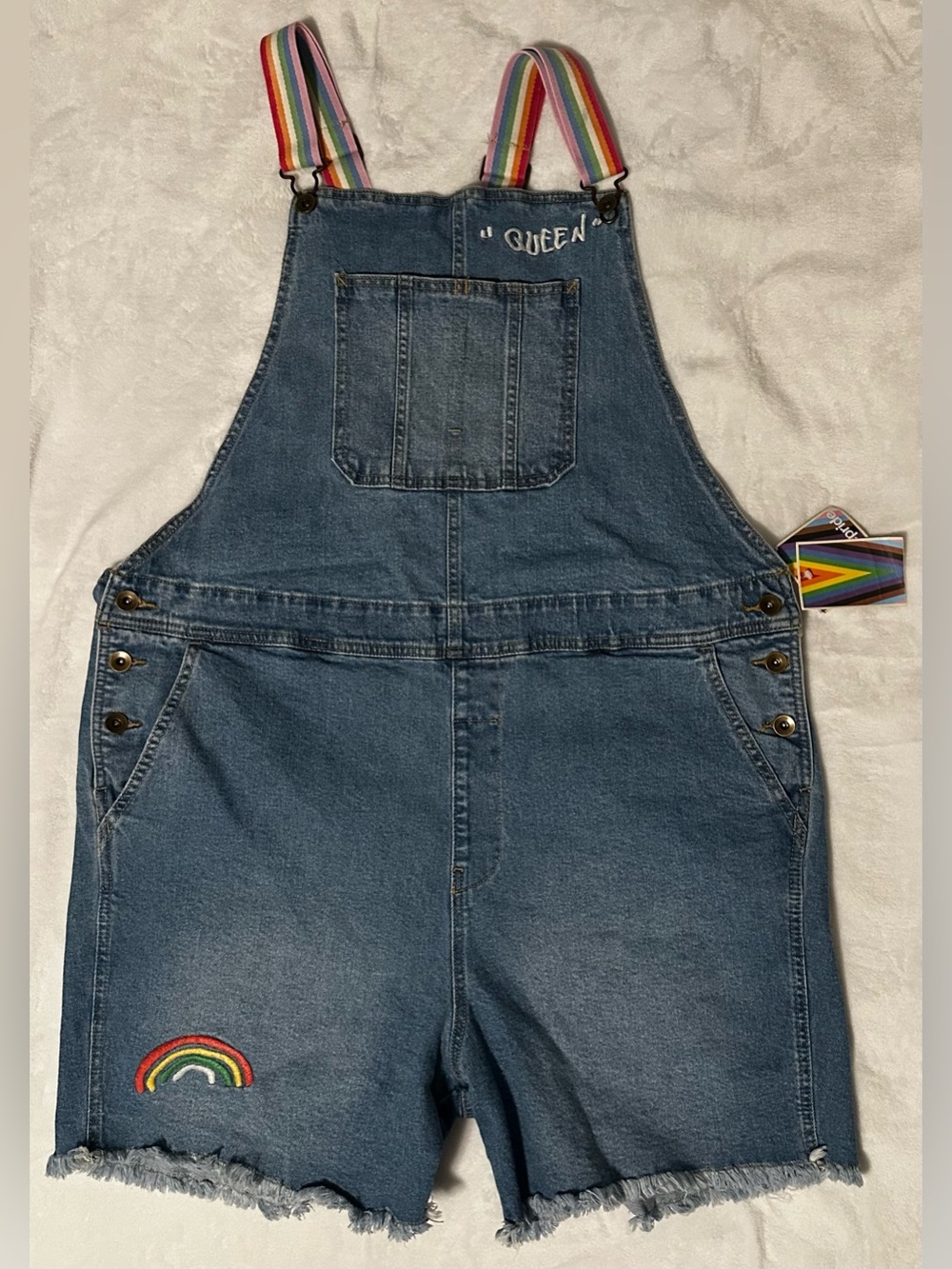 2XL Target Pride Collection Denim Rainbow-Strap Short Overalls